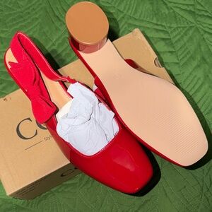 Red Slingback payment flat  Heels with bow detail
